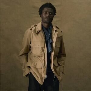 Buck Mason Desert Khaki Storm Stopper Field Jacket L Large Hooded NWT